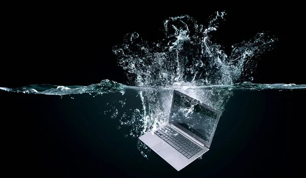 Keyboard Dropped Water Mixed Media — Zdjęcie stockowe