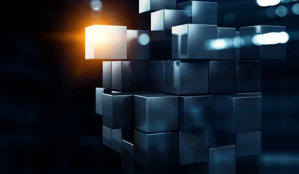 Des Cubes Lumineux Concept Innovation Créativité Techniques Mixtes — Photo