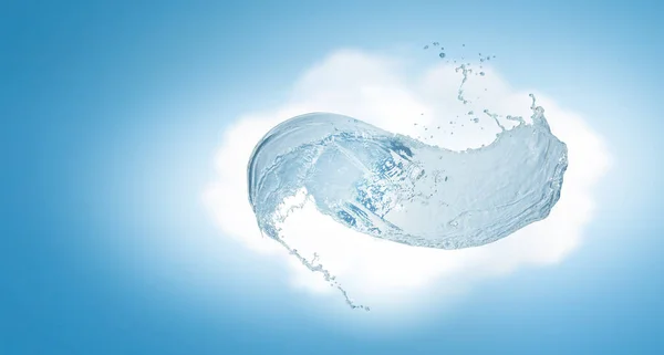 Water Spat Tegen Een Blauwe Achtergrond Gemengde Media — Stockfoto