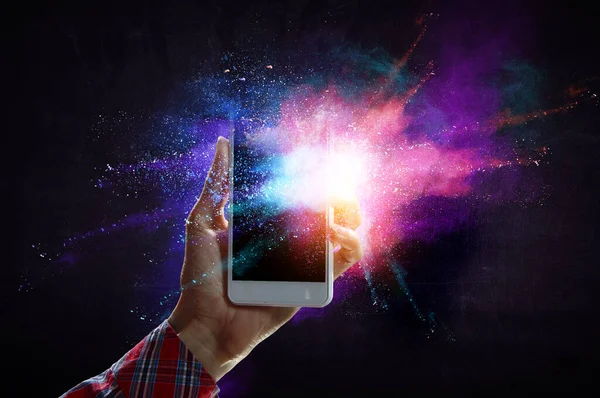 Innovation Und Kreativität Konzept Mobiltechnologie Gemischte Medien — Stockfoto