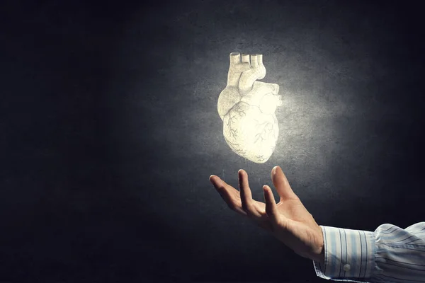 Serce Symbolem Innowacji Medycynie Media Mieszane — Zdjęcie stockowe