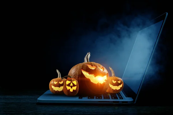 Design Halloween Com Abóboras Assustadoras Meios Mistos — Fotografia de Stock