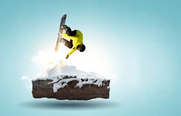 Snowboarder Paisaje Los Alpes Medios Mixtos —  Fotos de Stock
