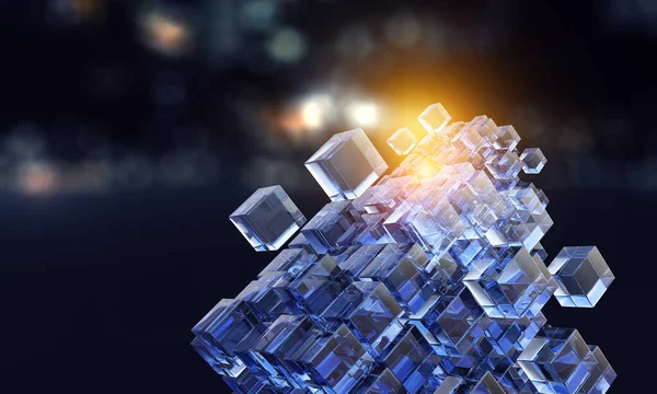 Des Cubes Lumineux Concept Innovation Créativité Techniques Mixtes — Photo