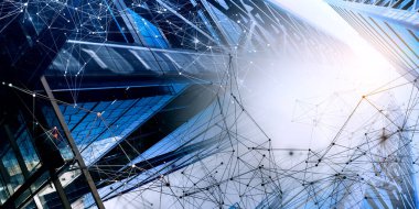 Akıllı şehir ve bilgi iletişim teknolojisi kavramı. Karışık ortam