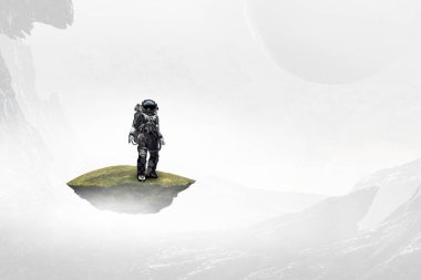 Astronot ve uzay keşfi teması. Karışık ortam