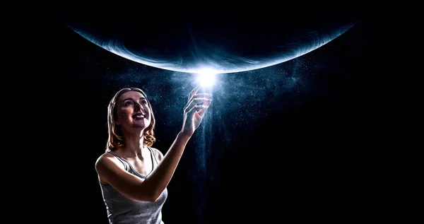 Universe Woman Universe Concept Scientific Philosophical Topics Elements Image Furnished — Stock Photo, Image