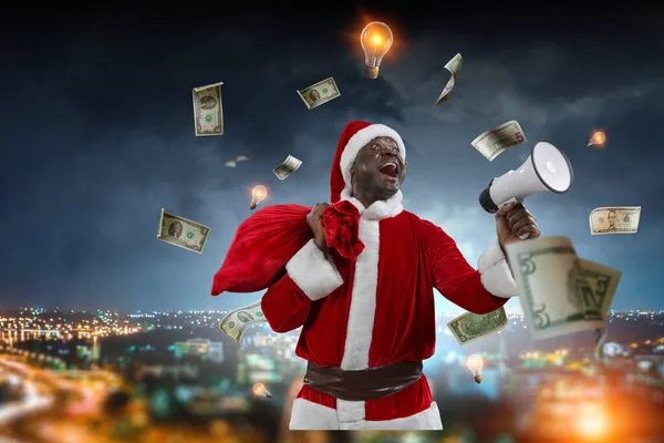 Feliz Imagen Santa Concepto Navidad Medios Mixtos Imágenes de stock libres de derechos