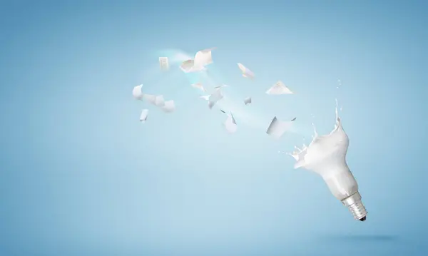 白色水花的灯泡 混合媒体 免版税图库照片