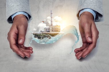 Baca tankıyla yüzen sanayi arazisi. Karışık ortam