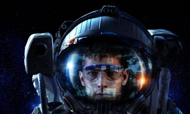 Astronot ve uzay keşfi teması. Karışık ortam