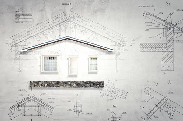 House as a symbol of real estate and construction. Mixed media