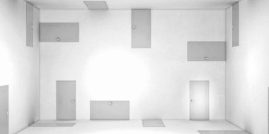 Kapıların sembol olarak kullanıldığı seçim ve fırsat kavramı. Karışık ortam