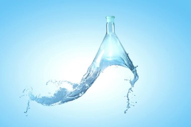 Cam şişeden su sıçrıyor. Karışık ortam