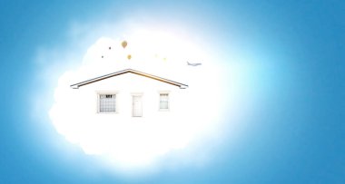 Ev, gayrimenkul ve inşaatın sembolü. Karışık ortam