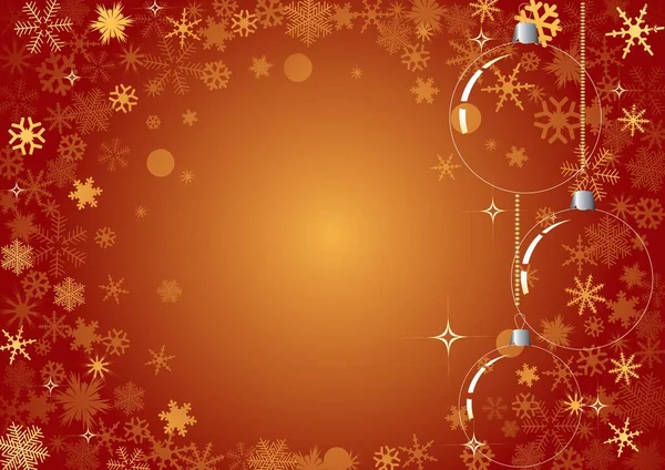 Fundo Natal Vermelho Com Bolas Natal Flocos Neve Estrelas —  Vetores de Stock