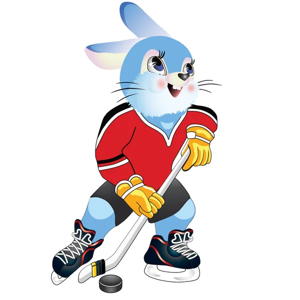 Figure Hare Playing Hockey White Background — Stock Vector