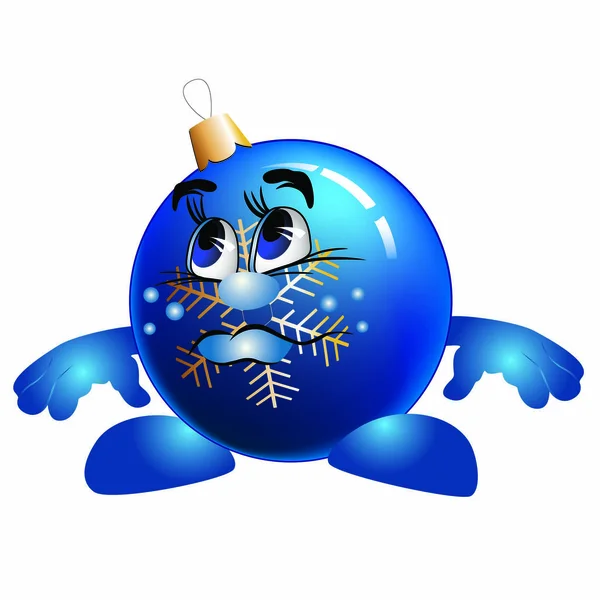 Boule Noël Bleue Avec Yeux Lèvres Mains — Image vectorielle