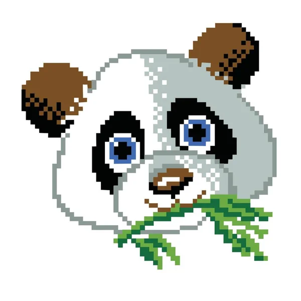 Pixel Panda Auf Weißem Hintergrund — Stockvektor