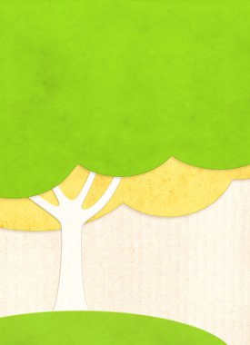 Kağıt kesim tarzında yeşil ağaçlı kağıt arkaplan. Ekolojik kağıt dokusuyla dikey afiş. Sıfır atığa stratejik yaklaşımın sürdürülebilir gelişimi, sorumlu tüketim. Çevre dostu kavram