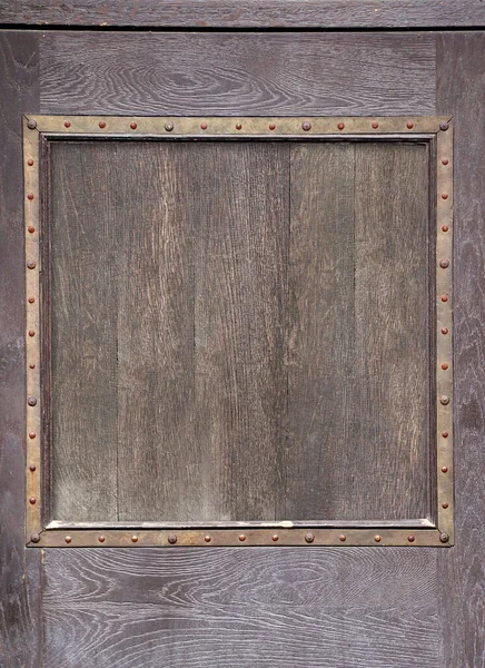 Texture Vintage Wood Boards Medieval Metal Decorative Border Vertical Retro — Photo