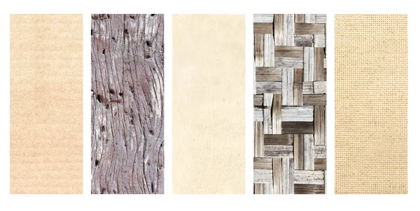 Set Vertical Horizontal Banners Eco Textures Paper Wood Canvas Bamboo — Photo