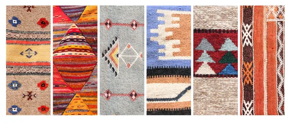 Set Vertical Horizontal Banners Textures Berber Traditional Wool Carpet Geometric — Stock Photo, Image