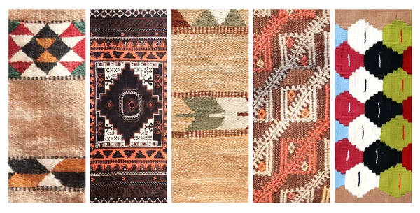 Sada Vertikálních Nebo Horizontálních Bannerů Texturou Berberského Tradičního Vlněného Koberce — Stock fotografie