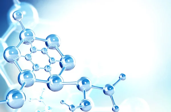 Горизонтальний Банер Моделлю Абстрактної Молекулярної Структури Фон Синього Кольору Скляною — стокове фото