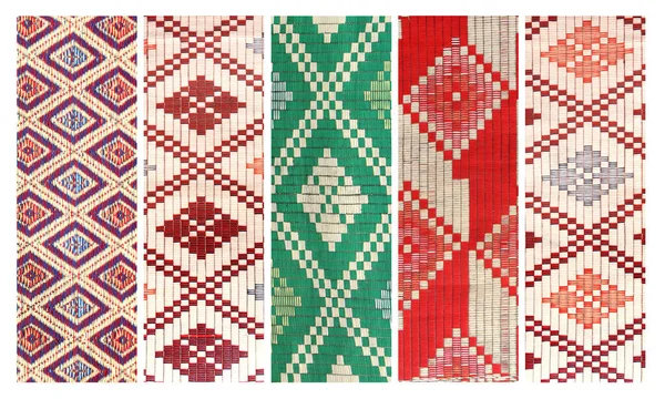 Sada Svislých Praporců Sisalová Podložka Tradičními Asijskými Geometrickými Vzory Kolekce — Stock fotografie