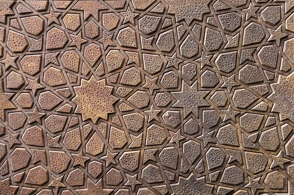 Detail Dřevěných Dveří Tradiční Islámskou Ozdobou Dřevěná Okenice Starožitným Íránským — Stock fotografie