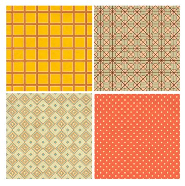 Kağıt desenli ve klasik geometrik şatafatlı, pürüzsüz bir desen seti. Retro koleksiyonu. Sonsuz doku şablon dolguları, web sayfası arkaplanı, yüzey dokusu için kullanılabilir