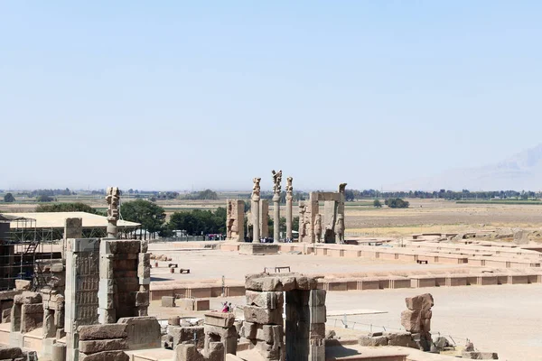 Vista Superior Persépolis Vista Aérea Sobre Sitio Arqueológico Puerta Todas —  Fotos de Stock