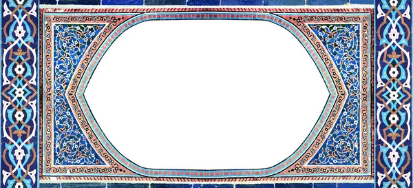 Деталь Традиционной Персидской Мозаики Геометрическим Цветочным Орнаментом Иран Горизонтальная Рама — стоковое фото