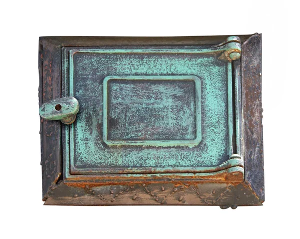 Metallic Frame Vintage Details Old Stove Door Horizontal Retro Banner — Stock Photo, Image