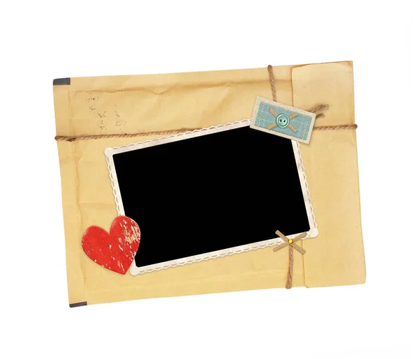 Vintage Elements Scrapbooking Old Empty Card Retro Envelope Object Isolated — Stock Photo, Image