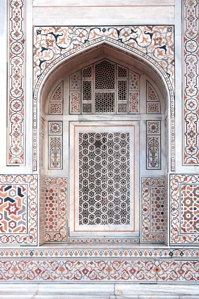 Arco Del Famoso Mausoleo Itimad Daula Decorato Con Mosaici Ambra — Foto Stock