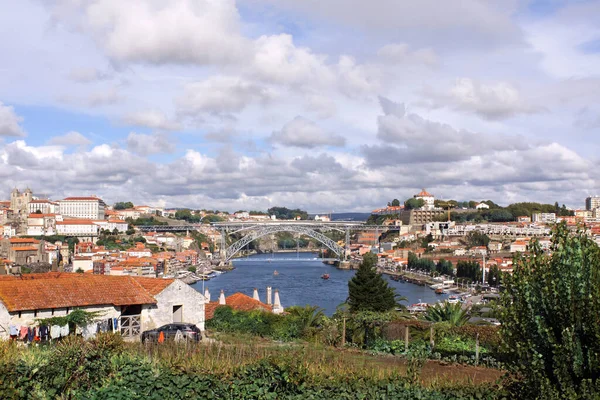 Luftaufnahme Der Altstadt Von Porto Und Der Brücke Maria Pia — Stockfoto