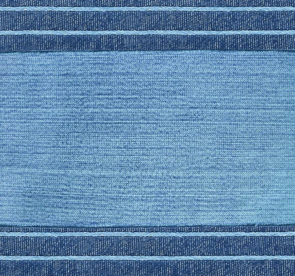 Blue Denim Background Striped Borders Navy Color Denim Jeans Fabric — Stock Photo, Image