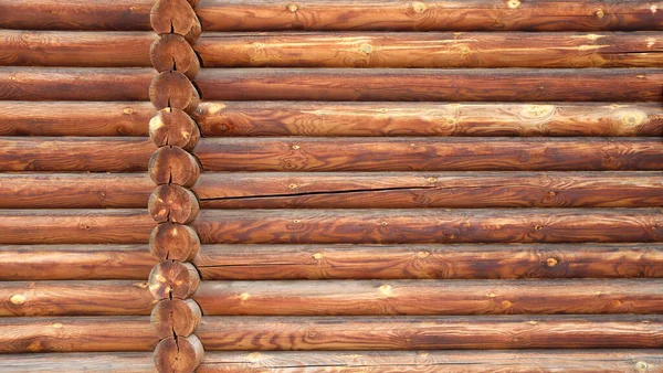 Houten Logboek Muur Bruin Hout Log Muur Textuur Natuurlijke Achtergrond — Stockfoto