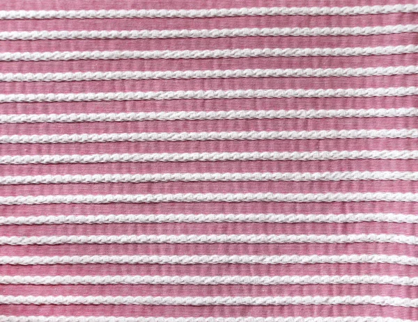 Açık Pembe Beyaz Çizgili Kumaş Dokusu Çizgili Yakın Çekim Kumaşlı — Stok fotoğraf
