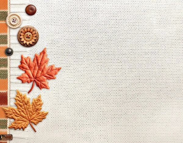 Autumn Season Backdrop White Wool Sweater Texture Felt Handmade Decor — Stock Photo, Image