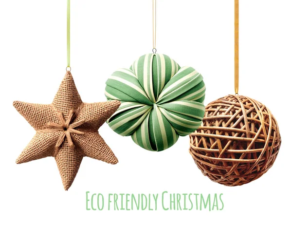 Natal Ecológico Ornamentos Caseiros Natal Feitos Materiais Biodegradáveis Naturais Ecologia — Fotografia de Stock