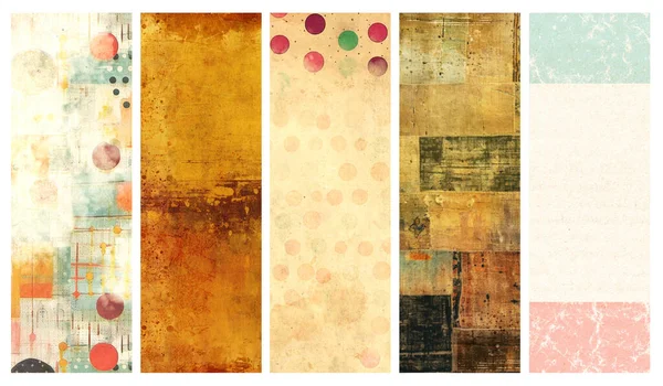 Set Vertical Horizontal Banners Old Paper Texture Retro Patterns Strips — Stock Photo, Image