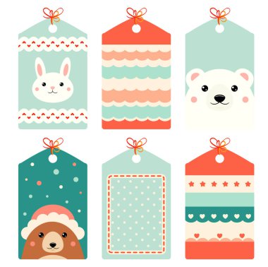 Göz alıcı bir Noel kartı, afiş, geçmiş, el yazısı gibi el ilanı. Hediye etiketi koleksiyonu, etiketi ya da sevimli hayvanlı poster şablonu. Vektör illüstrasyonu EPS8