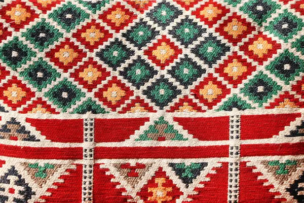 Textuur Van Iers Traditioneel Handgemaakt Wollen Tapijt Met Geometrisch Patroon — Stockfoto