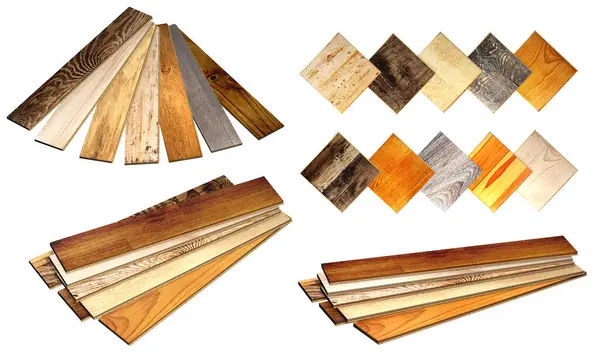 Collection Planks New Parquet Different Colors Isolated White Background Render — Stock Photo, Image