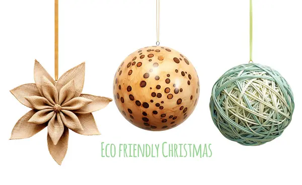 Umweltfreundliche Weihnachten Hausgemachter Weihnachtsschmuck Aus Natürlichen Biologisch Abbaubaren Materialien Ökologie — Stockfoto