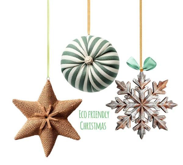 Eco Friendly Christmas Homemade Christmas Ornaments Made Natural Biodegradable Materials — Stock Photo, Image