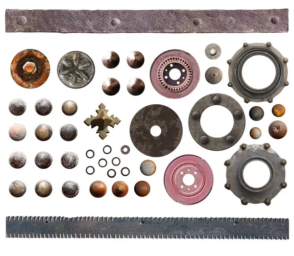 Vintage Unha Coleção Rebite Conjunto Parafusos Aço Retro Hardware Rebites — Fotografia de Stock